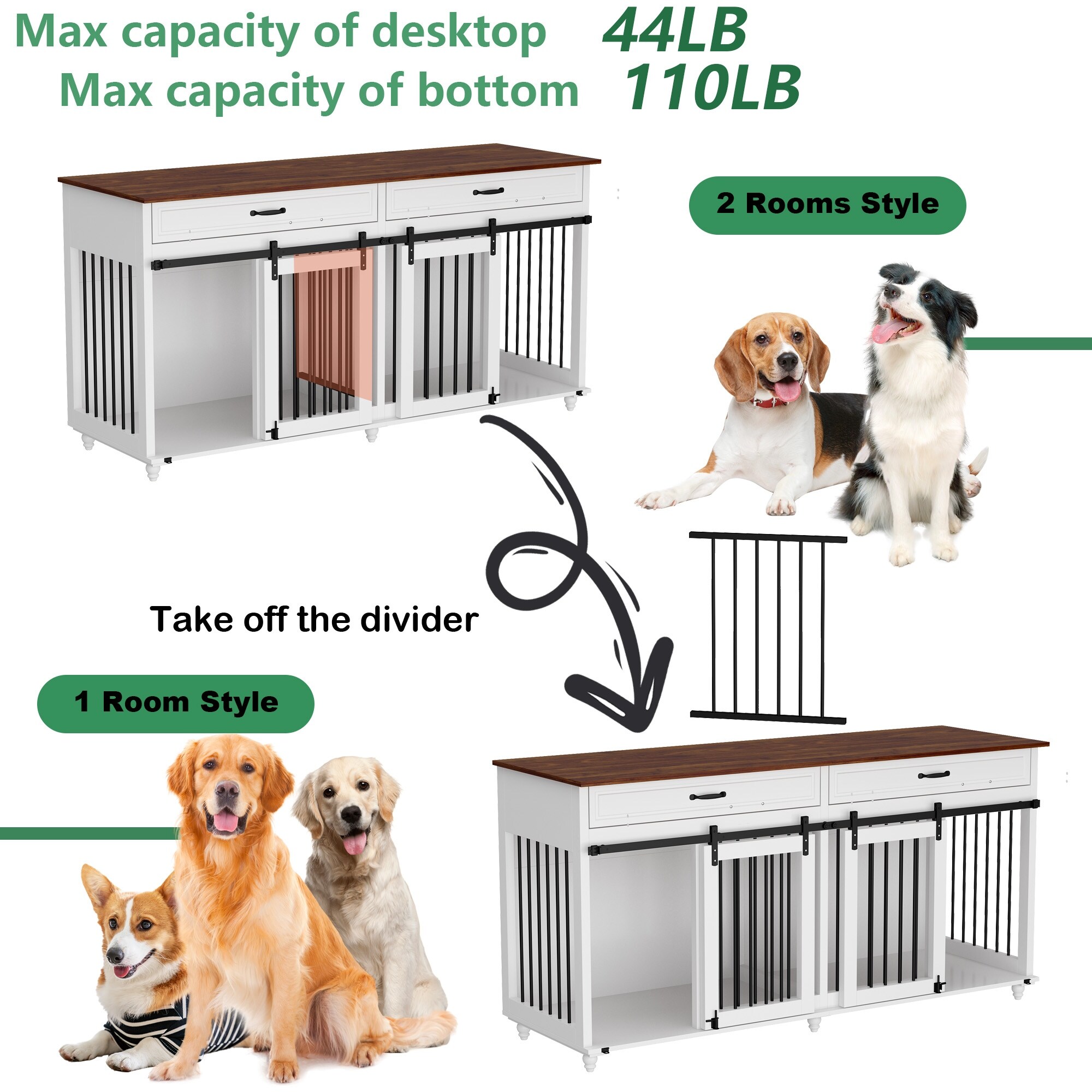 2 compartment dog best sale crate