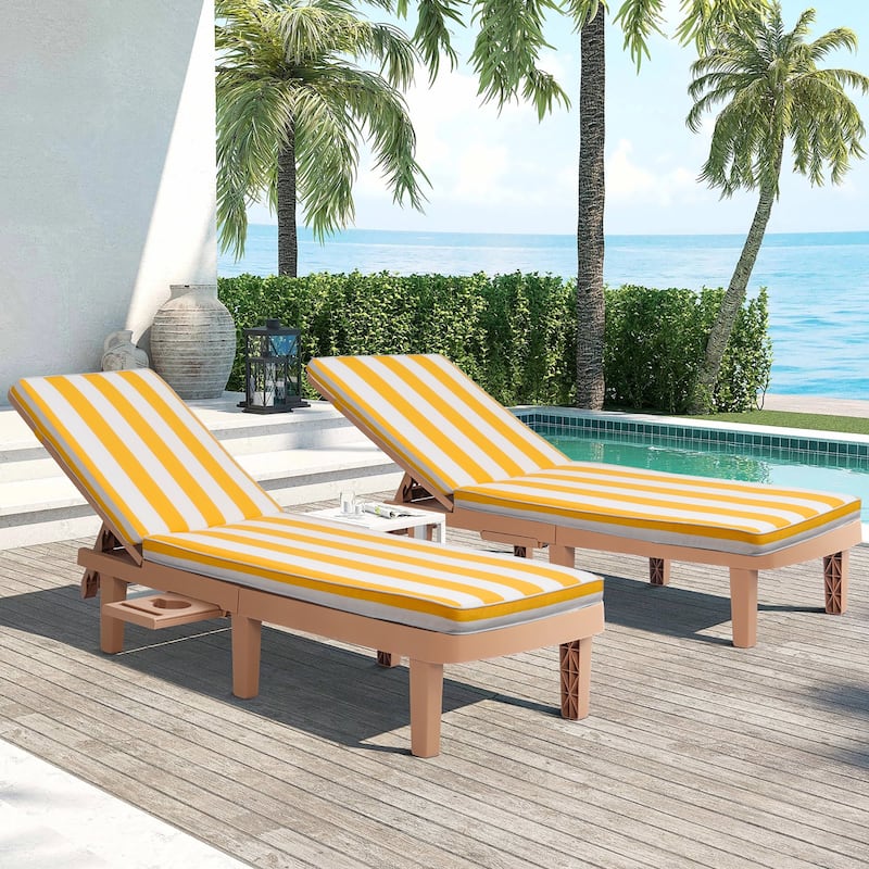 GDFStudio Bula Outdoor Chaise Lounge Cushion with Removable Cover (Set of 2)-ONLY CUSHION - 74.41" x 22.05"
