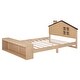 preview thumbnail 14 of 28, Rustic Style House-Shaped Full Size Wooden Platform Bed,Storage Headboard and Footboard with LED Lights