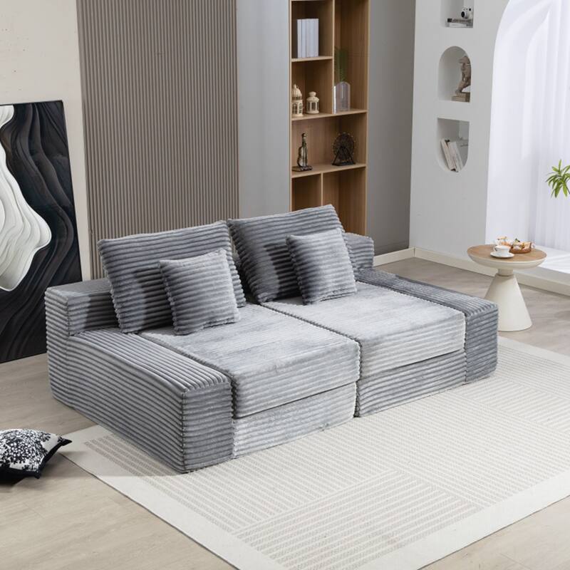 Double Lounge Chaise,Cloud Plush Sofa Bed,Upholstered Boneless Cloud Sofa Deep Seat