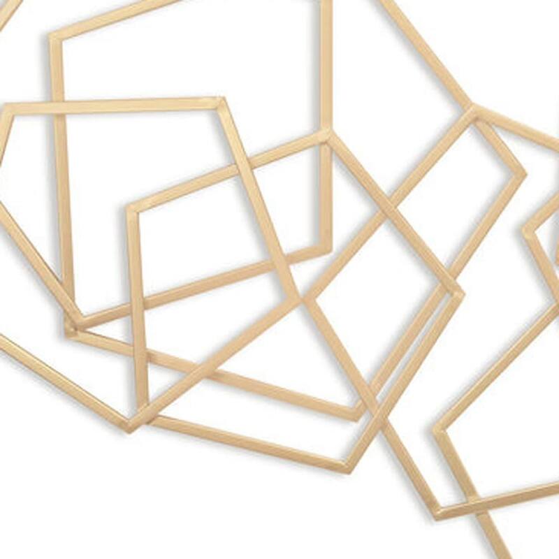 HomeRoots 24" X 48" Gold Metal Abstract Lines Hanging Dimensional Sculpture