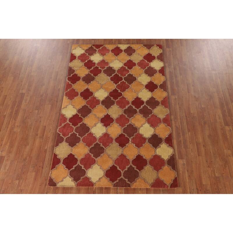 Trellis Gabbeh Indian Area Rug Hand-Tufted Wool Carpet - 5'0" x 8'0"