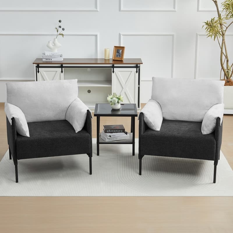 Two-Tone Upholstered Accent Chair with Wrapped Armrests