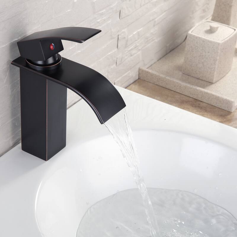 Modern Single Handle Waterfall Bathroom Sink Faucet with Rust and Corrosion Resistance, Anti Fingerprint, Single Hole