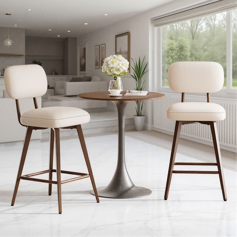 RENEWLINE Modern Swivel Bar Stools, 26 Inch Counter Stools(Ser of 2/3/4/6) with Backrest & Waterproof PU Leather