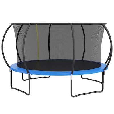 Outdoor Trampoline with Net Ladder and Curved Poles for Kids & Adults