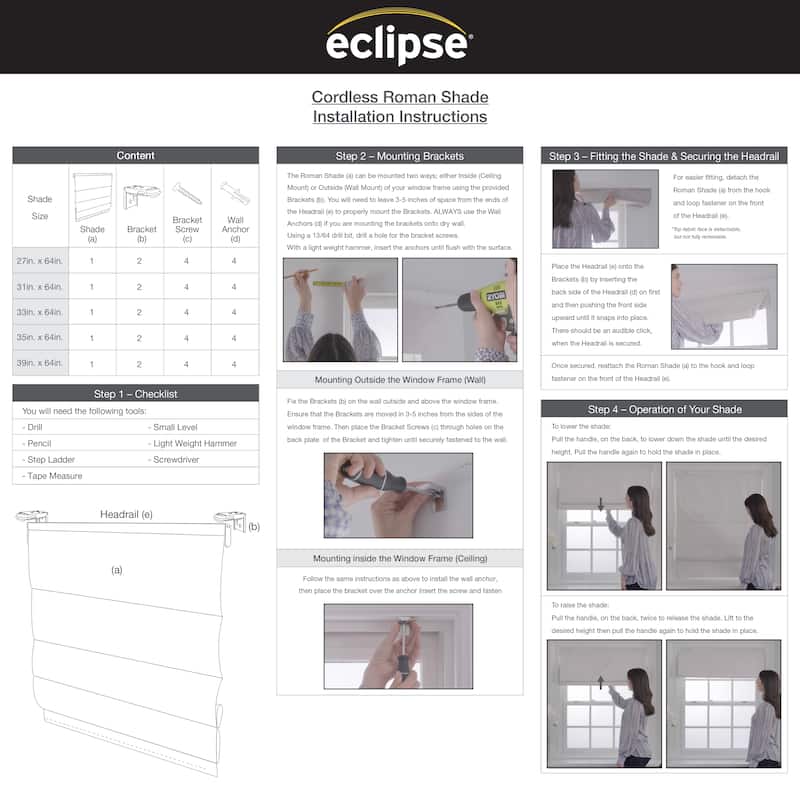Eclipse Evangeline Botanical 100% Blackout Cordless Roman Shade