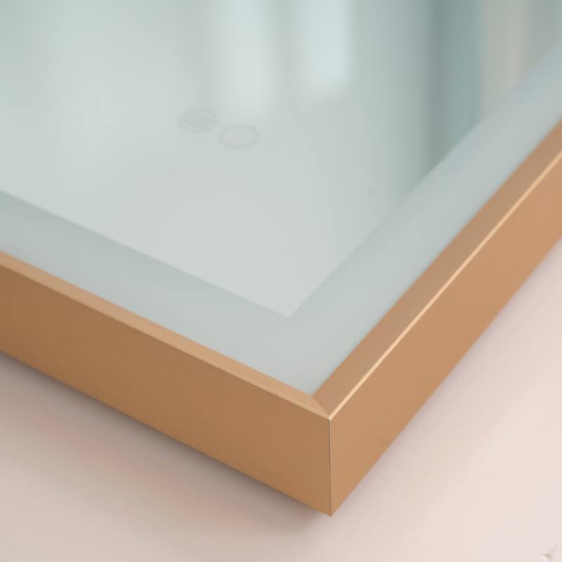 Wall Mounted Back Light Bathroom Framed LED Mirror Anti- Fog With Dimmable Light Touch Sensor And Memory Function