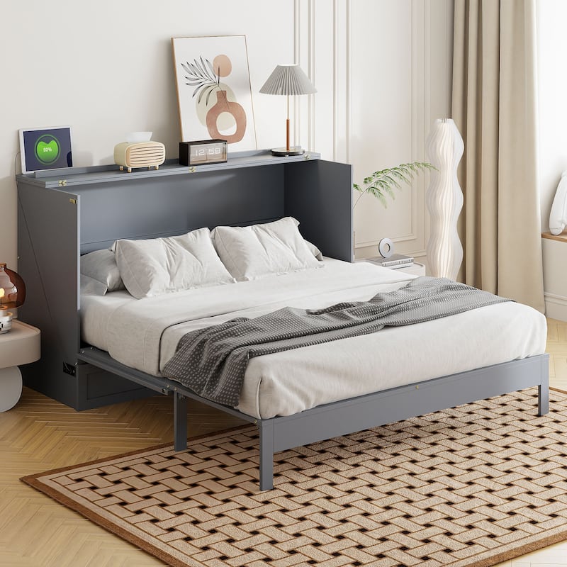 Queen Size Murphy Bed with Large Drawers
