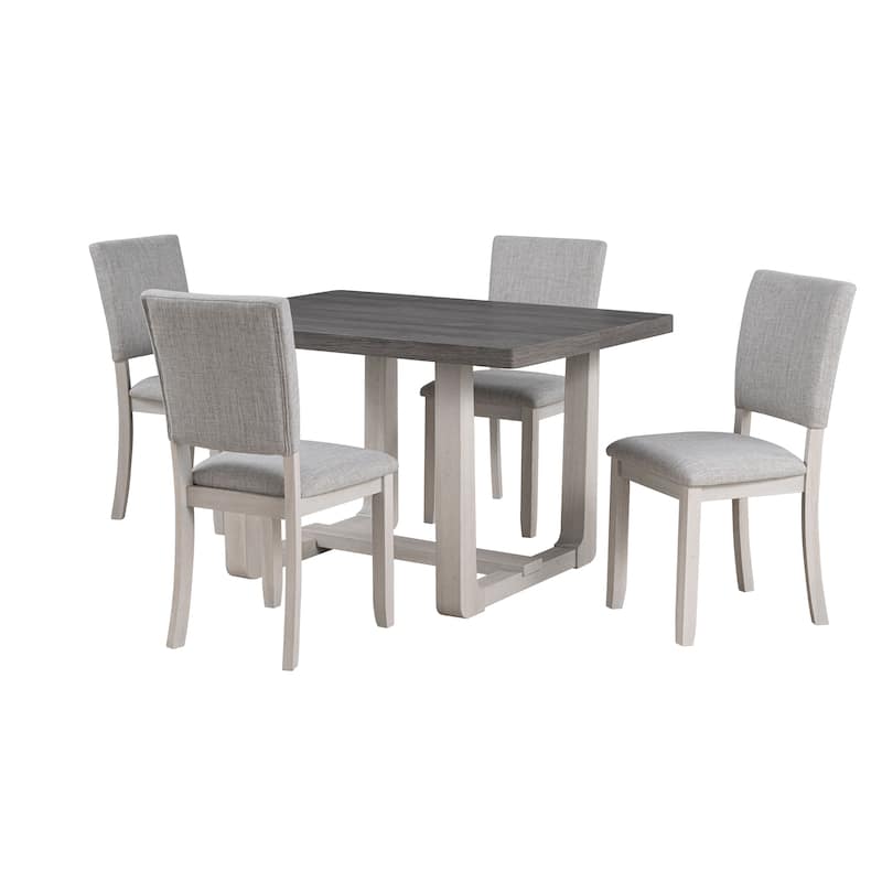 247 Shop At Home Briven Modern 5-Piece Solid Wood Compact Dining Table Set with Trestle Base