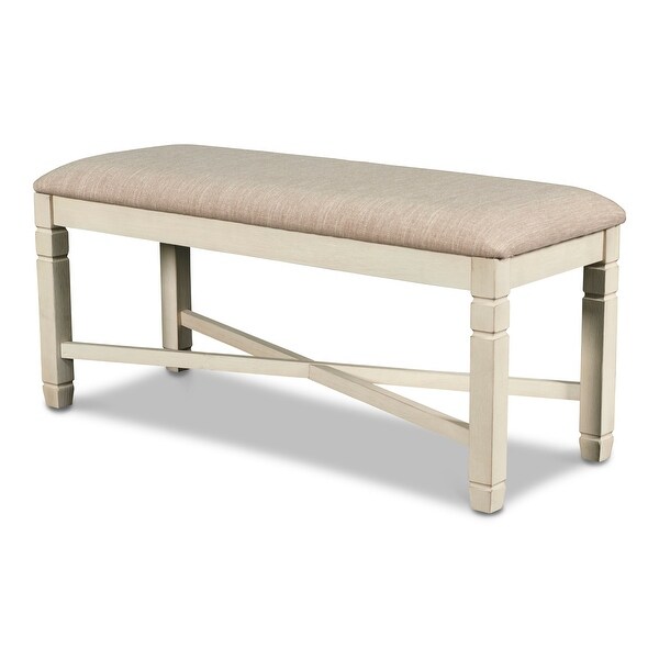 Prairie Point Upholstered Dining Bench, Cottage White, by New Classic Furniture. Opens flyout.