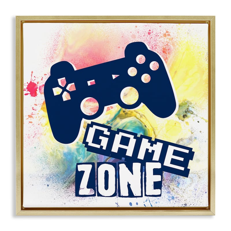 Stupell Game Zone on Modern Splatter Framed Floater Canvas Wall Art Design By Marcus Prime - 25 x 25 - Gold