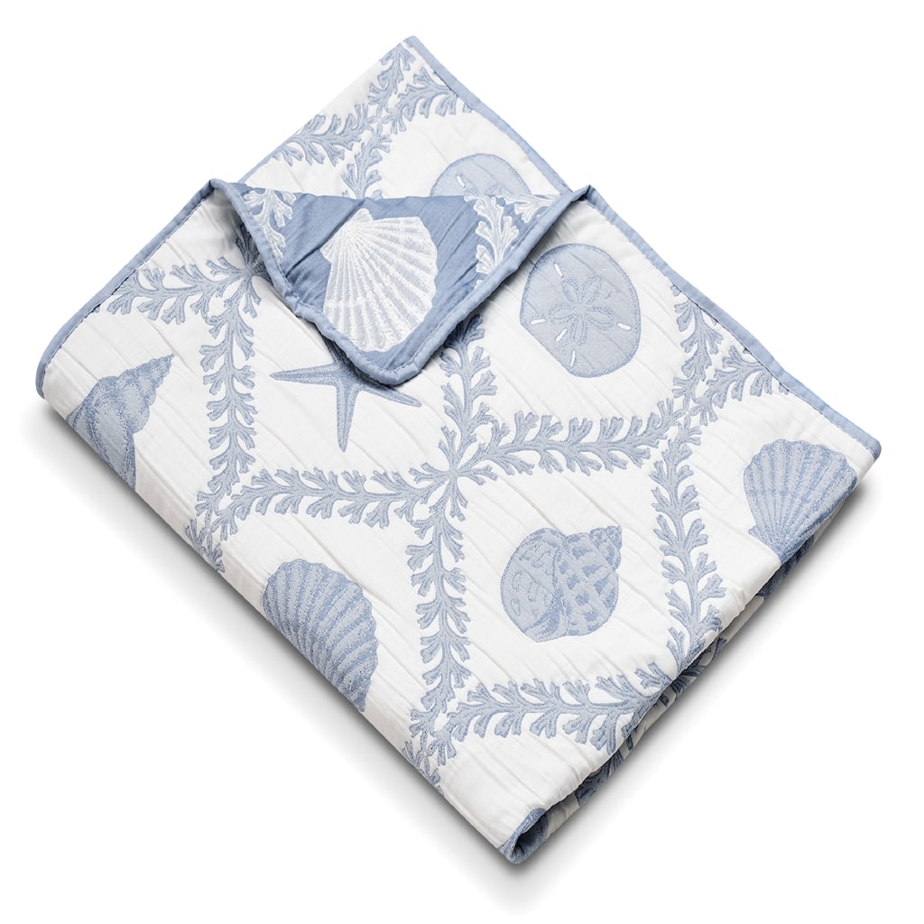 Greenland Home Fashions Laguna Seashells Reversible Matelassé Throw