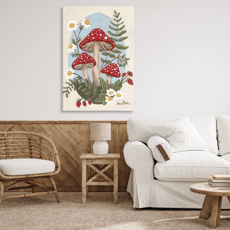 Stupell Cottage Mushrooms & Blooms Canvas Wall Art Design By Sara Baker