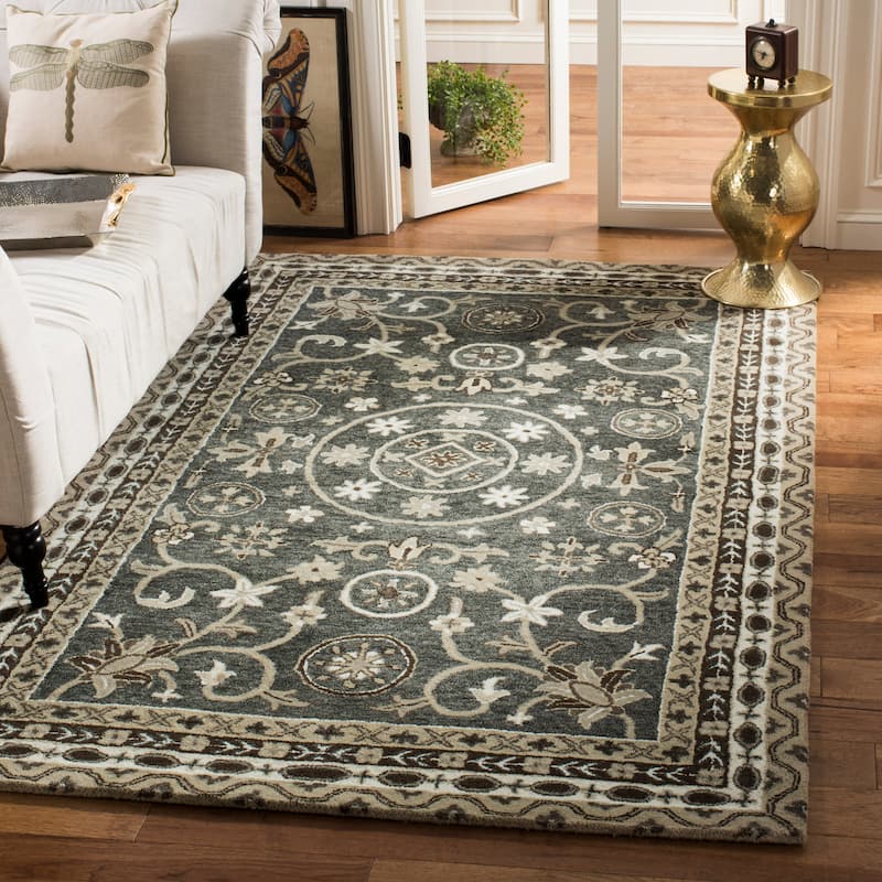 SAFAVIEH Handmade Bella Jakoba Modern Floral Wool Rug - 4' x 6' - Grey/Taupe