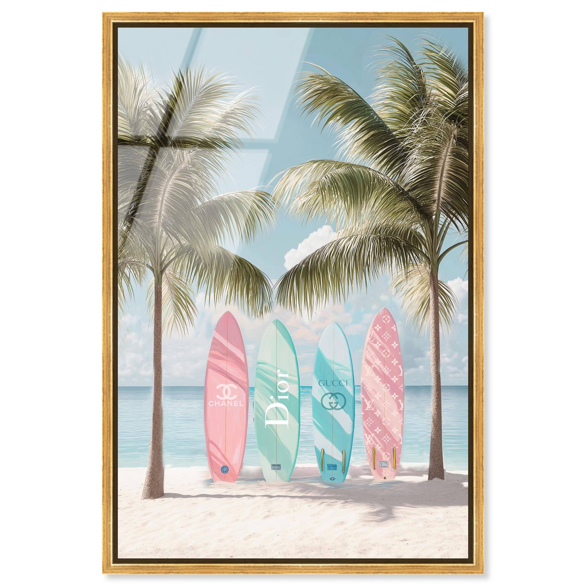 Pastel Surfboards in Sun Coastal Framed Acrylic Wall Art by Art Remedy