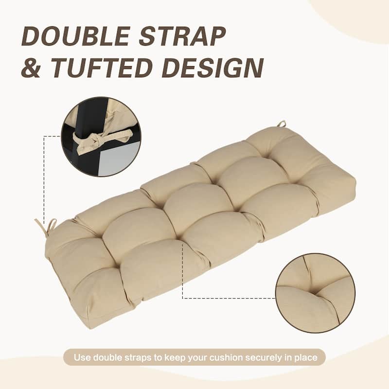 Aoodor Outdoor Polyester Tufted Bench Cushion, Water-resistant & Fade-Resistant Cushion