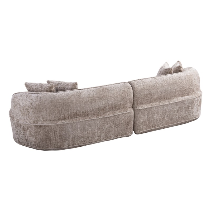 114" Curved Boucle Sectional Sofa, No Assembly Required