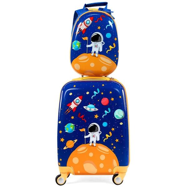 Shop Costway 2pc Kids Luggage Set 18 Rolling Suitcase 12 Backpack Overstock 29483046