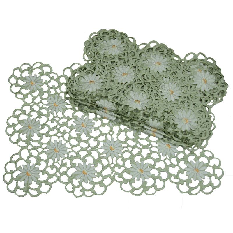 Polyester Floral Placemats 14x 20 Ich- Set of 4 - Green