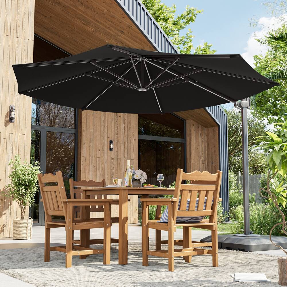 LIVOOSUN 11-foot Fade-resistant Cantilever Umbrella 360-degree Rotation & Base