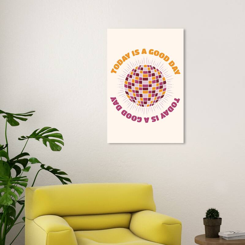 Wynwood Studio Canvas Typography and Quotes Today Disco Ball Purple and Apricot Wall Art Canvas Print