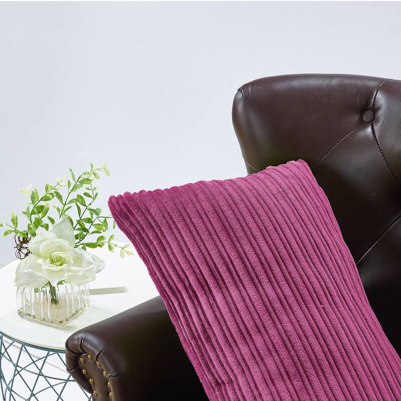 Ribbed Flanned 4 Pieces Pillow Shell Set, NO INSERT