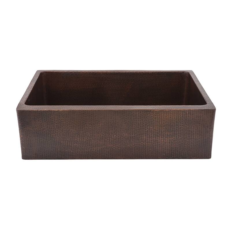 33-in Hammered Copper Kitchen Apron Single Basin Sink with Matching Drain, and Accessories (KSP3_KASDB33229)