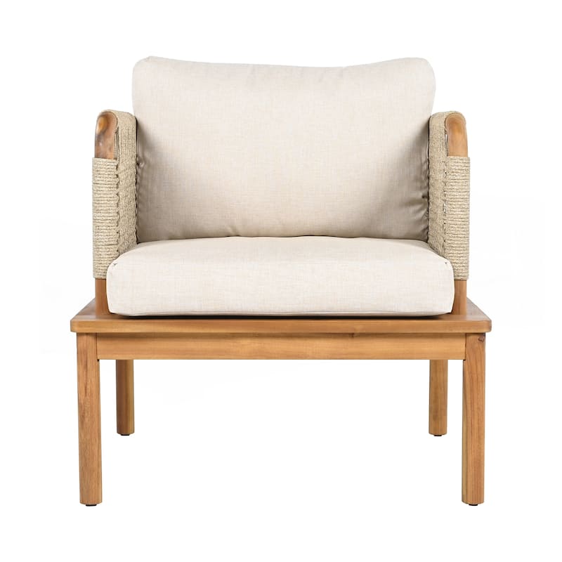 Outdoor 5-piece Acacia Wood and Rope Patio Sofa Set