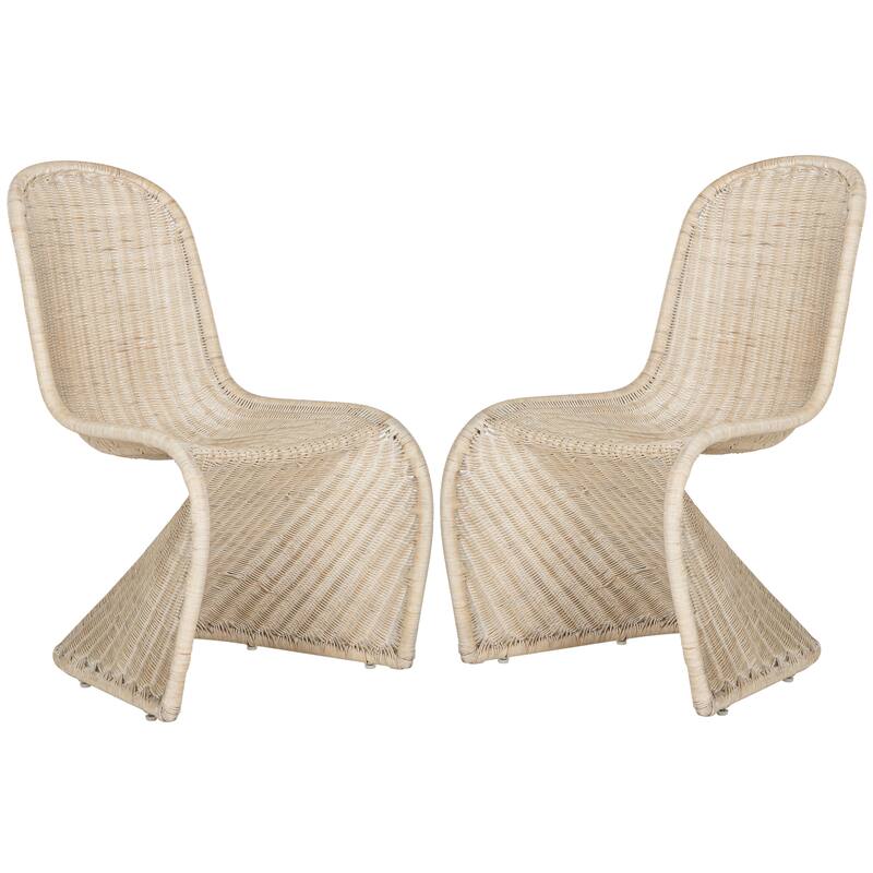 SAFAVIEH Baukje Grey Wicker Dining Chair (Set of 2) - 19Wx26Dx35H