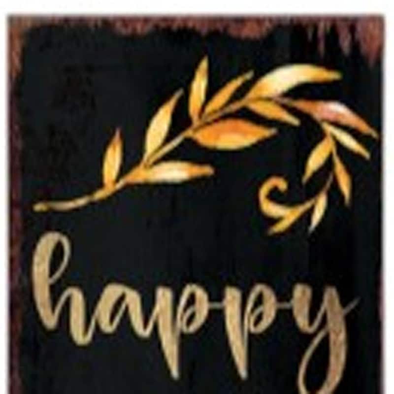 HomeRoots 72" Black Gold And Orange Solid Wood Happy Harvest Pumpkin Porch Sign