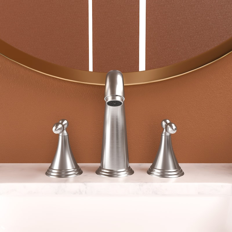 Modern 2 Handle Bathroom Sink Faucet with Pop Up Drain and 2 Water Supply Lines, Anti Corrosion, Scratch Resistant, 3 Hole