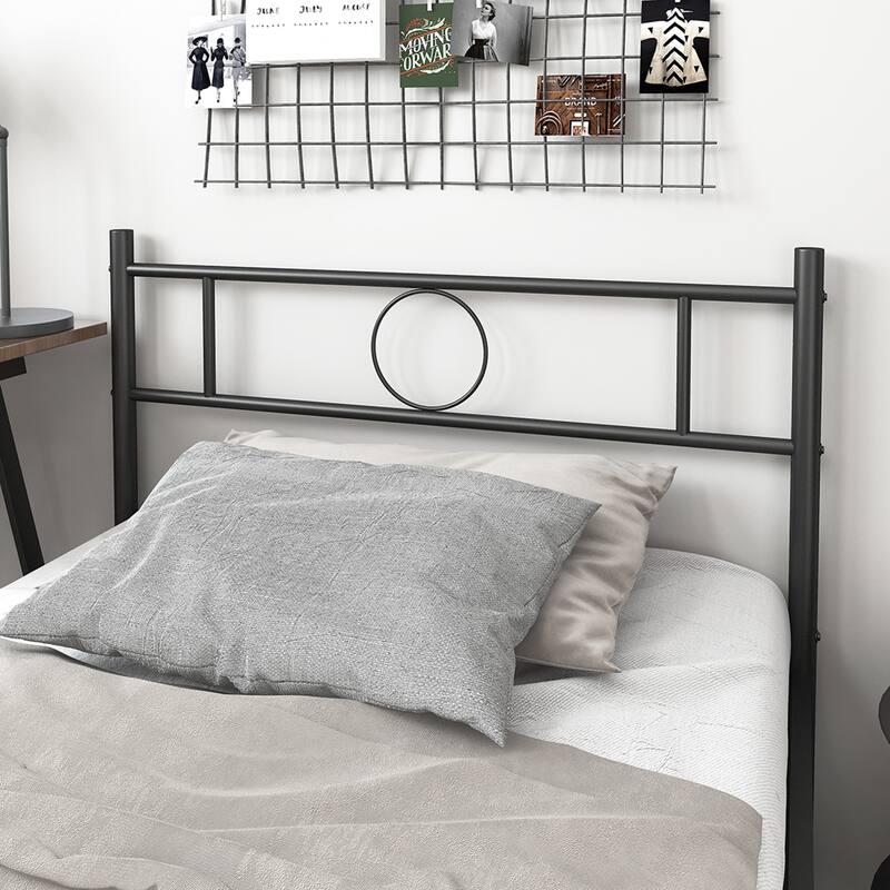 Homy Casa White Metal Bed Frame with Headboard & Footboard