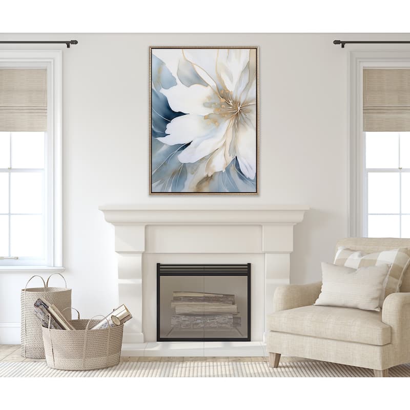 Sylvie Beaded Glam Floral Framed Canvas by Creative Bunch Studio