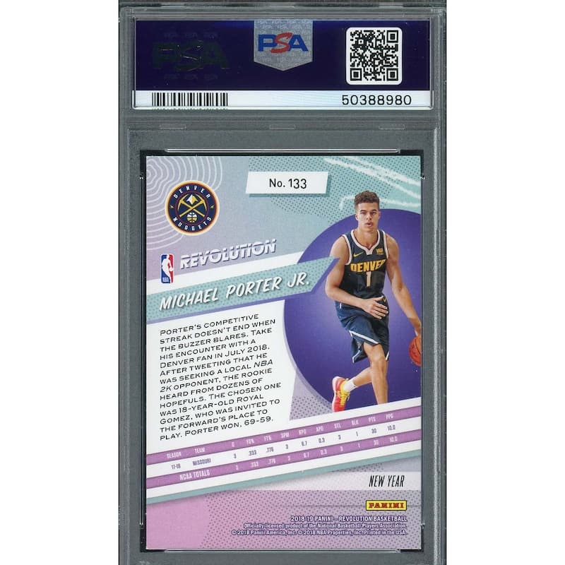 Michael Porter Jr 2018 Panini Revolution Chinese New Year Basketball Rookie Card RC #133 Graded PSA 9 MINT - 8'6" x 11'6"