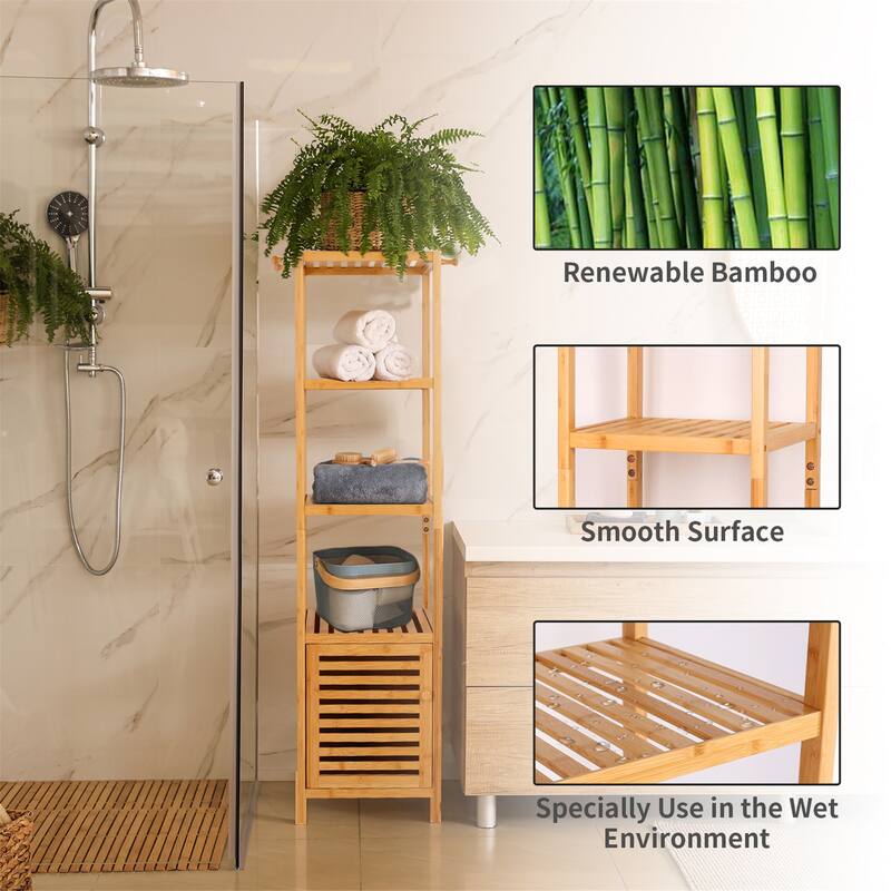 Multi-use Storage/Towel Cabinet with 3-tier Shelves for Home Organize