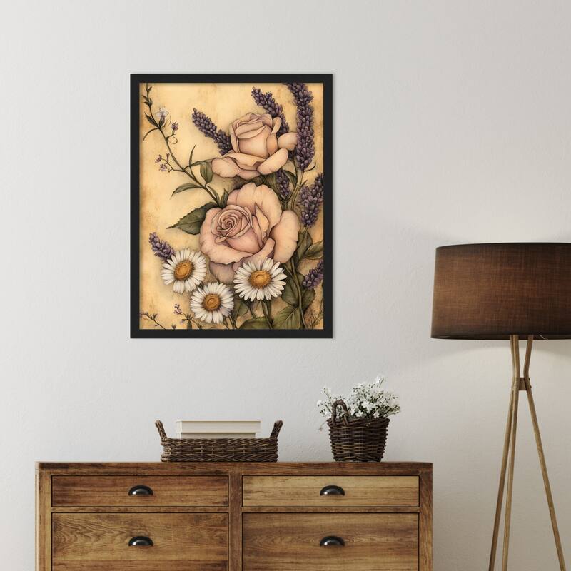 Floral Whimsy No. 1 by Tradelink inhouse artist Wood Framed Wall Art Print