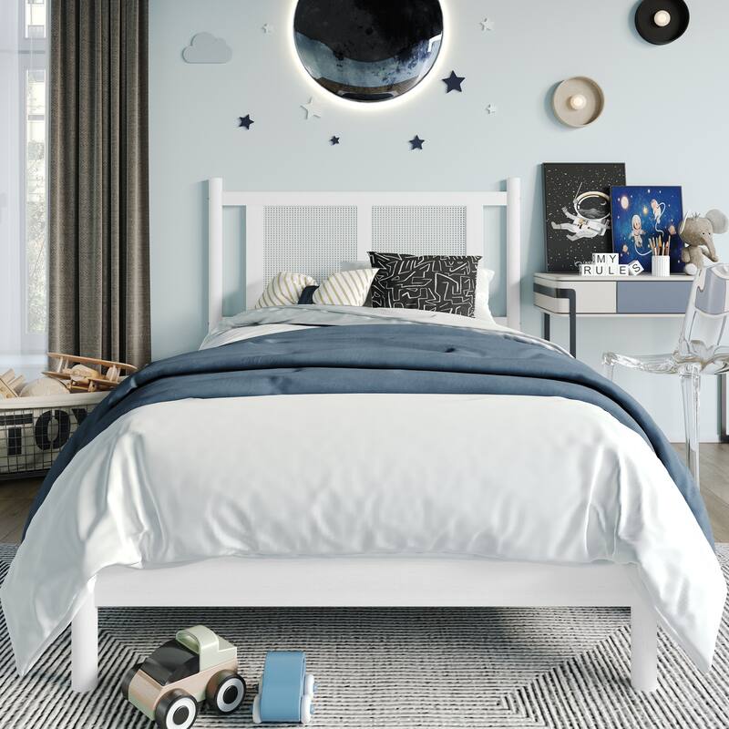 CraftPorch Transitional Wooden Platform Kid Bed