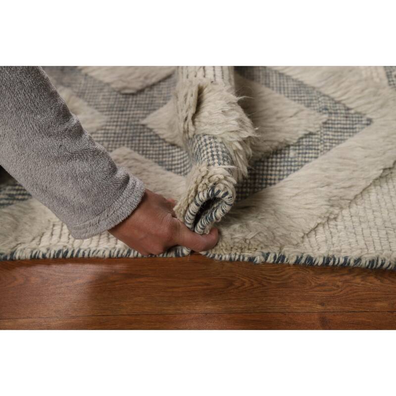 Geometric Moroccan Oriental Foyer Rug Handmade Wool Carpet - 2'0"x 3'0"