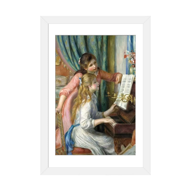 iCanvas "Two Young Girls At The Piano, 1892" by Pierre-Auguste Renoir - White - 32x24x1