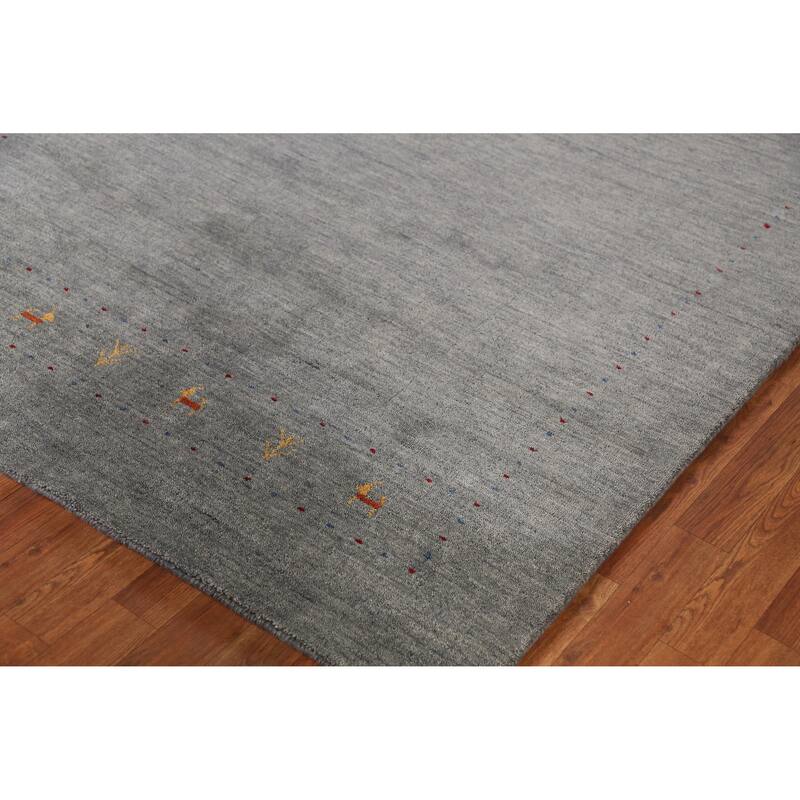 Hand Knotted Oriental 100% Wool Carpet Tribal Animal Pictorial Greys & Charcoal Gabbeh Area Rug - 7' 9'' X 5' 4''
