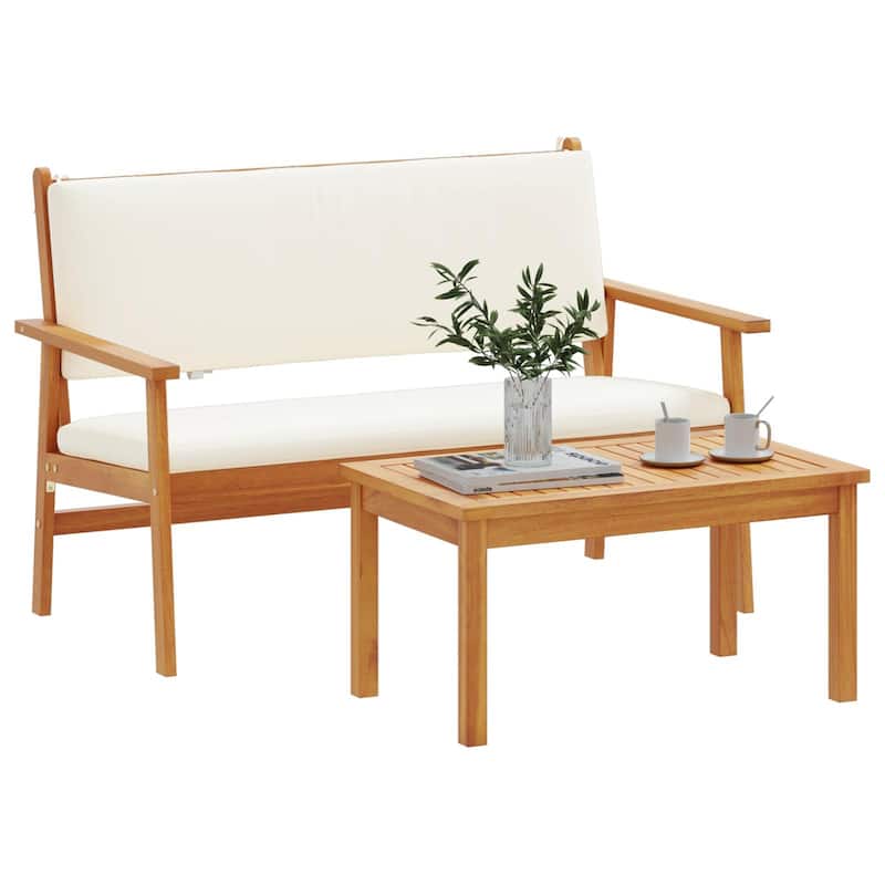 vidaXL Garden Bench with Cushions Solid Wood Acacia - 25.2 x 47.2 x 31.1