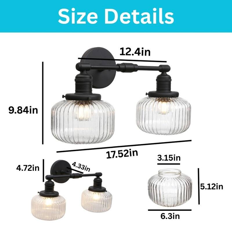 2 Light bedroom lights black light fixture glass, metal wall lights