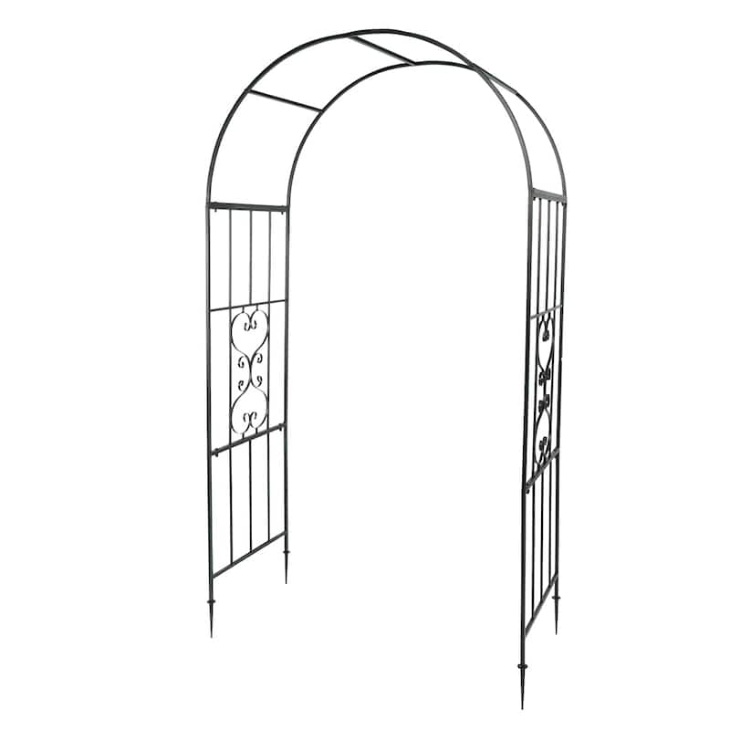 Dark Green Wrought Iron Garden Arch for Climbing Plants Vines or Roses - 46.65” x 22.05” x 87.2" (L x W x H)