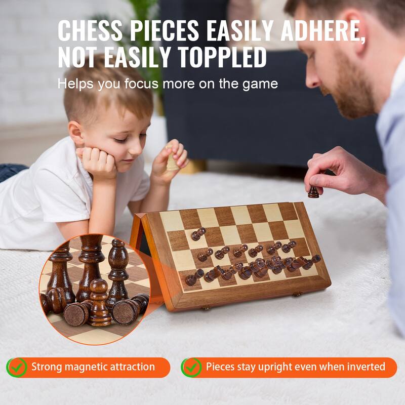 VEVOR Wood Chess Set Chess Checkers Game Set for Adults Kids Tournament Professional Beginner