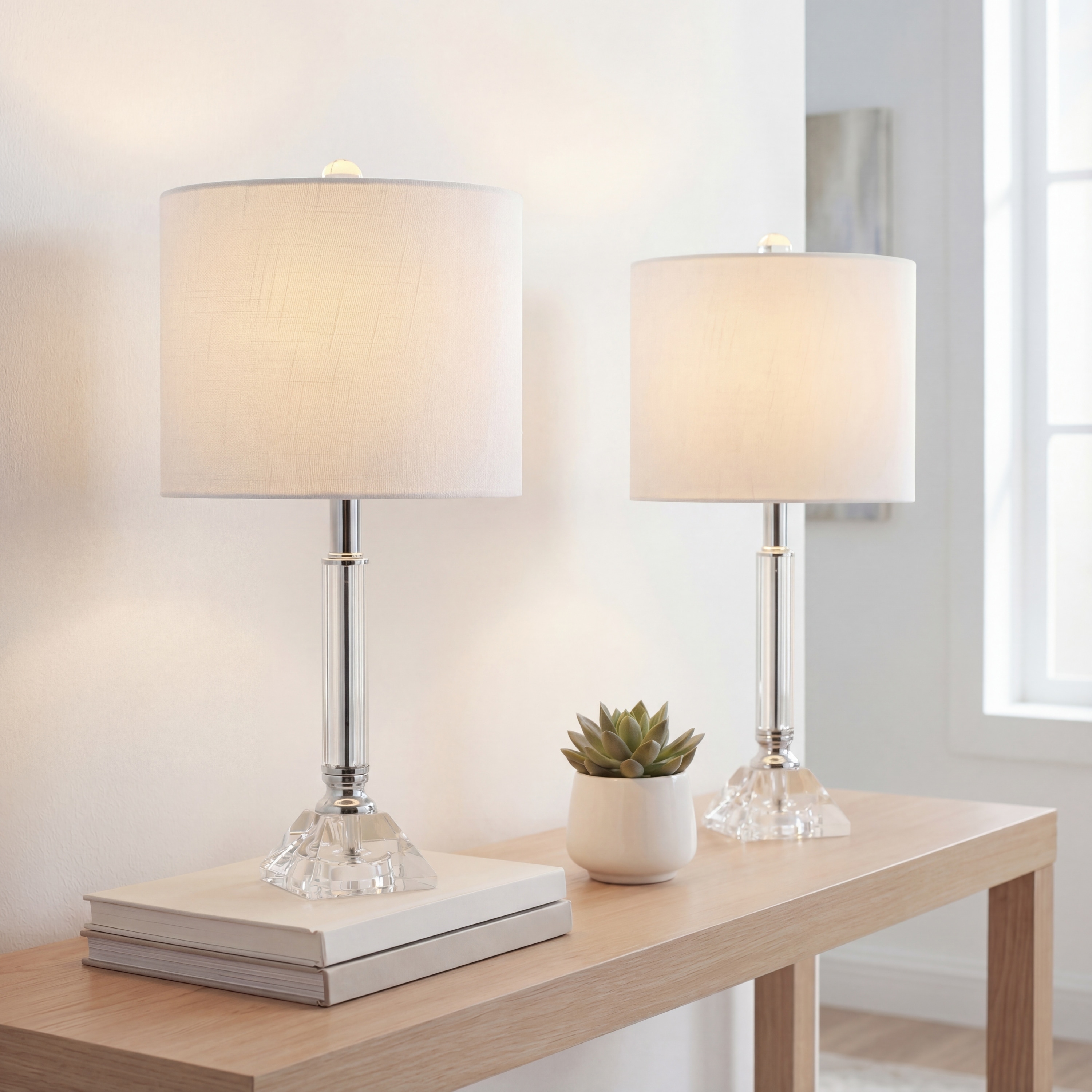 JONATHAN Y Goddard 19.5" Crystal Column/Metal LED Table Lamp, Clear