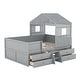 preview thumbnail 23 of 24, White Full House Bed with Four Storage Drawers and Guardrails