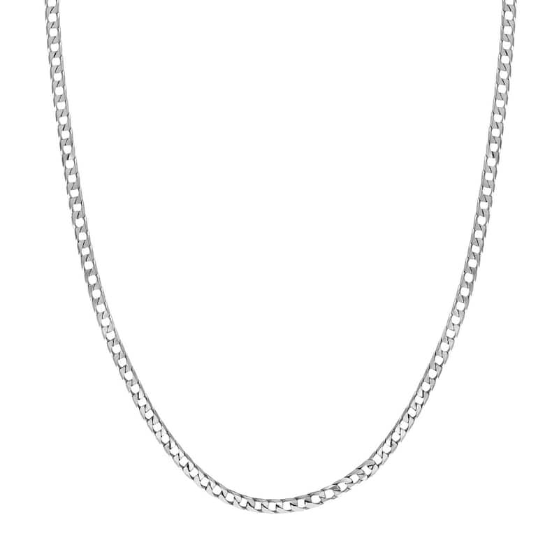 Curata 925 Sterling Silver Rhodium 3.45mm Curb Chain Necklace for Men (Lobster)