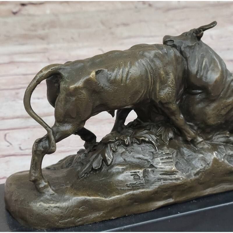Combat De Taureaux By Clesinger Imitative Bulls Fighting Bronze Statue Sculpture 5 Inches X 10 Inches