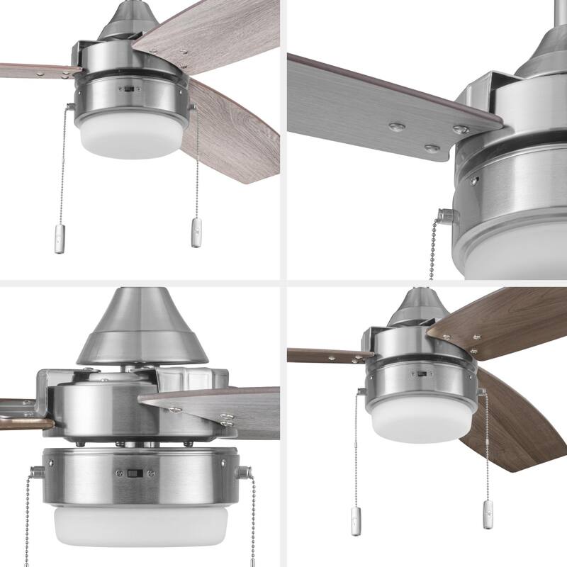 48" Honeywell Berryhill Ceiling Fan with Color Changing LED Light, Pull Chain, Dual Mounting Options, 3 Dual Finish Blades